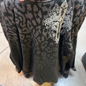 Affliction Black and Gray Long Sleeve Top